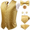 Hi-Tie 4PCS Men's Silk Suit Vest Necktie Bowtie Flower Lapel