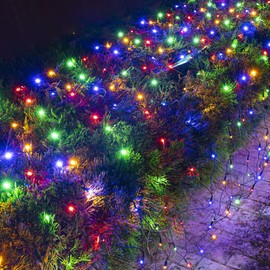 Dazzle Bright Christmas 200 LED Net Lights, 9.8 FT x 6.6 FT Connectable Mesh Lights with 8 Lighting Modes, Christmas Decorations for Indoor Outdoor Bush Yard Garden Decor (Multi-Colored)