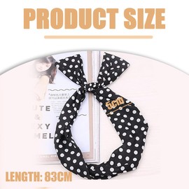 Pack of 2 Polka Round Hair Band Wide Headband Women's Dots Bow Hair Band Rockabilly Headband Vintage Hair Accessories Wire Hair Bands Women Hair Scarf Girls 50s 90s Decoration Accessories