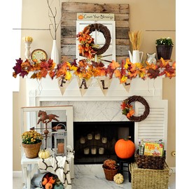 DearHouse 3 Pack Fall Garland Maple Leaf, 5.9Ft/Piece Hanging Vine Garland Artificial Autumn Foliage Garland Thanksgiving Decor for Home Wedding Fireplace Party Christmas