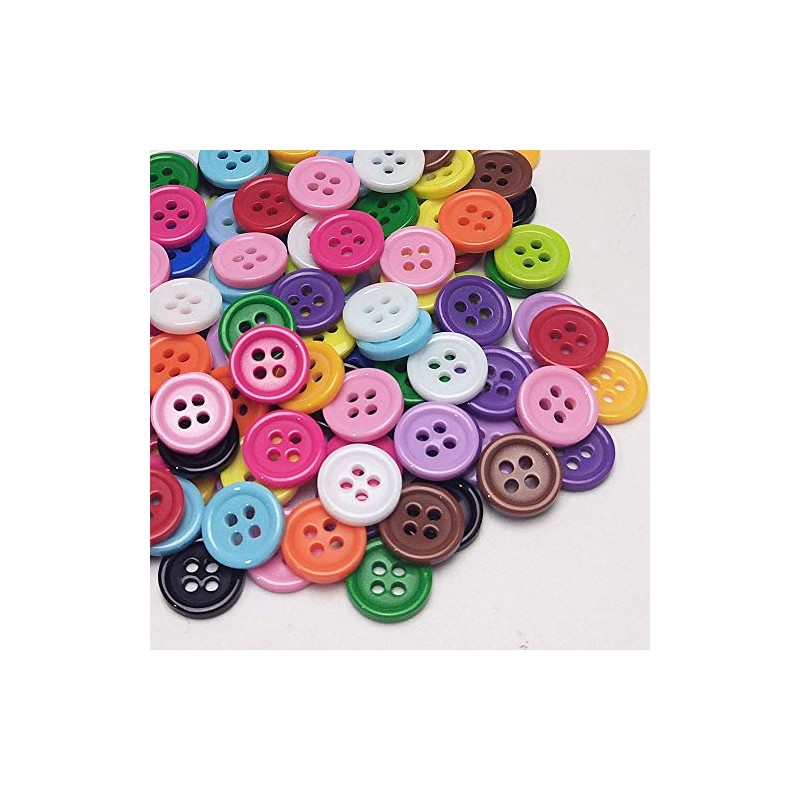 Libiline 100pcs Resin Button Solid Color 4Holes Craft Clothe Sewing