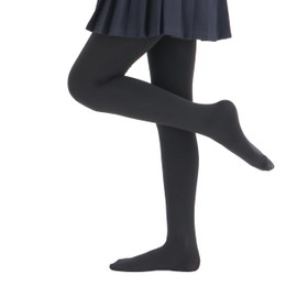 Paralinda Girls Colorful Fleece Lined Tights Kids Warm Thermal Tights (Black, 4-6Y)
