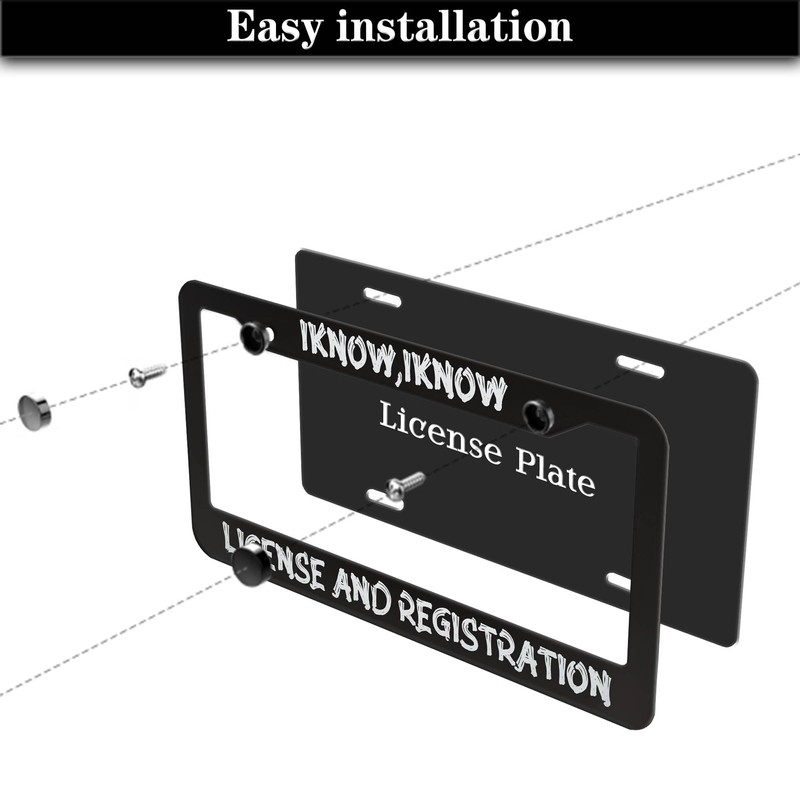 Front License Plate Bracket Black and White License Plate Frames
