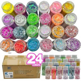 s High Flash Spring Chunky Glitter 24 Color Bottle Set for Diy Makeup Manicure Handcrafted Cups Gift-making and Morecolor: Set27-24 mix colors/High Flash Spring Chunky Glitter