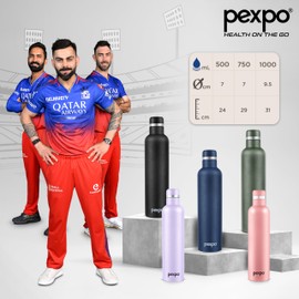 Pexpo Stainless Steel, ISI Certified ISI Certified Flask, 1000 ml, 33oz Denim Blue| Portable & Keeps Beverages Hot/Cold for 24+ Hours