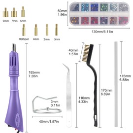 SWAWIS Hotfix Rhinestone Applicator Hotfix Applicator 3 Boxes Mix Colour Flat Rhinestones Rhinestones for Textiles Hotfix Rhinestone Applicator Set with 7 Applicator Tips, Purple