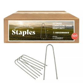 Sandbaggy 500 6-Inch Landscape Staples~SOD Garden Stakes Round Pins Anchor