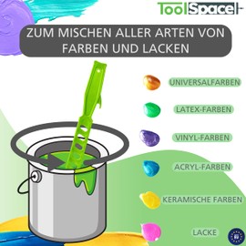 ToolSpace Paint stirrer 3 pieces - Plastic - 35 cm - Green paint stirrer Durable For repeated use - For various types of paints - Emulsions, Acrylic paints, Resins - Does not break