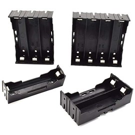 SDTC Tech 8-Pack 3.7V 18650 Battery Holder with Soldering Pins 1/2/3/4 Slot Black Plastic Battery Case Kit for DIY Parallel or Series Circuit PCB Projects(2 Per Size)