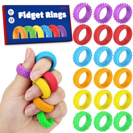 NPPN Silicone Sensory Rings for Kids - Quiet Classroom Fidget Toys, Stretchable Silent Stress Relief Toys for Anxiety and Focus (36 Pcs)