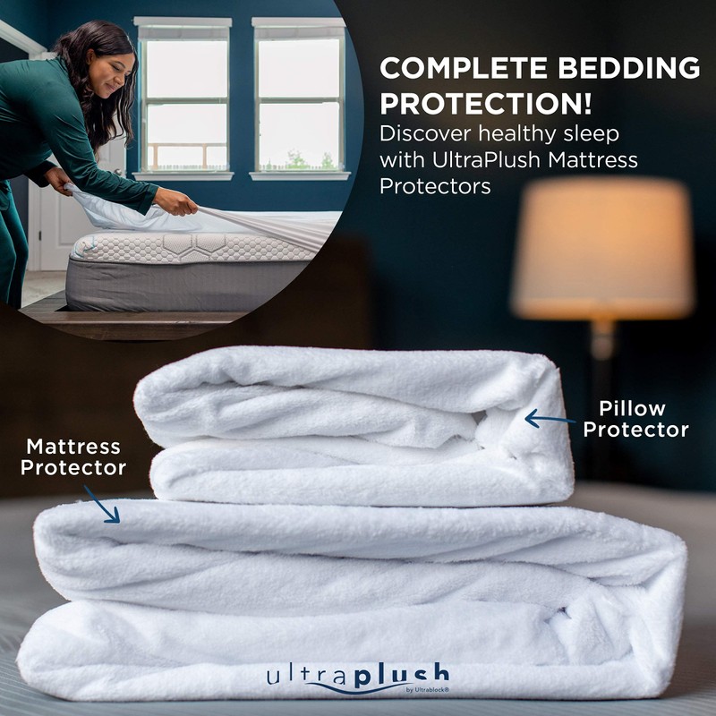 UltraPlush Pillow Protector- Waterproof & Hypoallergenic Covers - Dust Mite