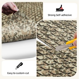 HZshark Boat Flooring EVA Foam Boat Decking Self-Adhesive Non Slip Camo Traction Pad EVA Boat Decking for Boat Yacht Kayak Motorboat Golf Cart RV Ramp Golf Cart Cooler Tops(94.5"x23.6")