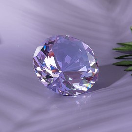 LONGWIN 100mm(3.9") W Crystal Diamond Paperweight Ornament Home Venue Decorations Solid Color Purple
