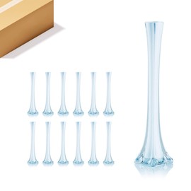 WGV Eiffel Tower Vase Bulk, Open 1", Height 16", (Multiple Sizes Choices) White Glass Floral Container with Sturdy Base, Flower Centerpiece for Wedding Event Home Decor, Arts Crafts, 12 Pieces