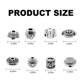 100g Metal Spacer Beads (40pcs Big Hole Beads, 8 Styles)