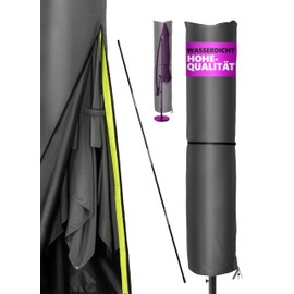 Menz Parasol Cover for 2 to 4 m - 420D Oxford Fabric Cantilever Parasol Protective Cover, Waterproof, UV-Resistant, Windproof, Garden Cover, Black