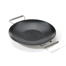camping moon BBQ Grill Pan Dia 12.8-inch Round Griddle 3-Ply Composite Steel Nonstick Foldable Handle for Open Fire Gas Stove Outdoor & Indoor Use GRW-33F