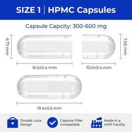 ATLEMISME Empty Vegan Capsules Size 1 - Vegan Capsules Empty (100 Count) Empty Capsules DIY Vegetable Capsule Filling - Veggie Capsules Empty Caps with 2 Micro Lab Spoons for Capsule Filling