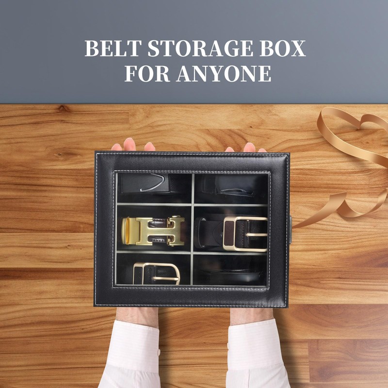 AUTOARK PU Leather Belt Organizer with 6 Compartments & Transparent
