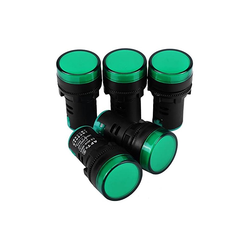 10pcs AC/DC 24V Energy Saving LED Indicator Light,22mm Thread,10W (Green)