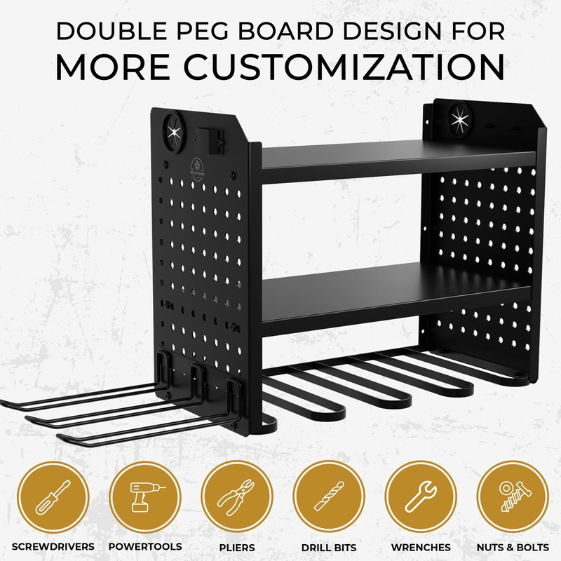 BUILTSTRONG Power Tool Organizer-6 Drill Holder Wall Mount, 3 Tier