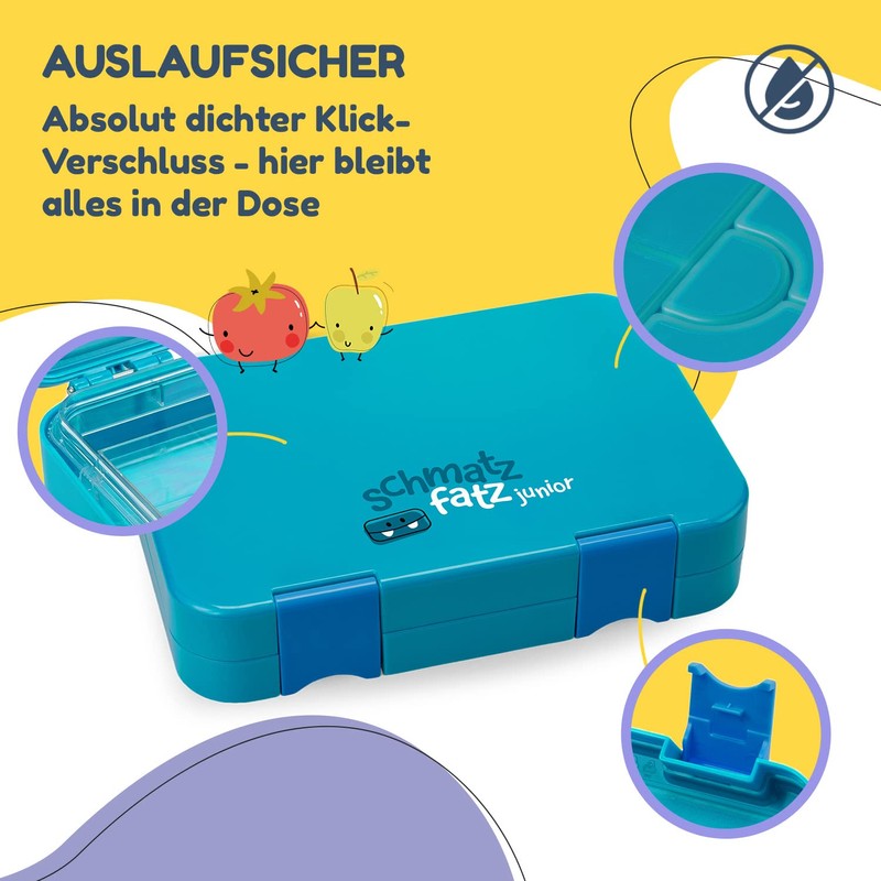 schmatzfatz Junior Children's Lunch Box, Bento Box with Variable Compartments