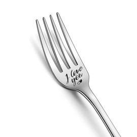 Couple Gift Forks for Boyfriend Girlfriend I Love You Gifts Fork for Him Her Anniversary Christmas Gifts for Husband Wife Dinner Fork for Mom Grandpa Dessert Forks 8 Inch