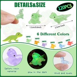 CCINEE 120 Pcs Mini Luminous Lizard Miniature Statue Glow in The Dark Resin Lizard Figures Micro Fairy Ornaments for Miniature Landscape Flower Pots Micro Animals Moss DIY Landscape Crafts