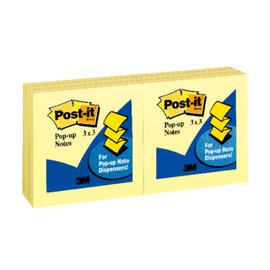Post-it Notes Original Pop-up Refill, 3 x 3 Inches, Canary Yellow, 100 Sheets per Pad, Six Pads per Pack (R330-YW6PK)