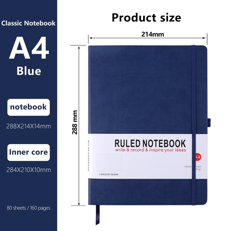 HIJYOO A4 Notebook, Notebook A4 Journal Notebook Hardcover Notepad with