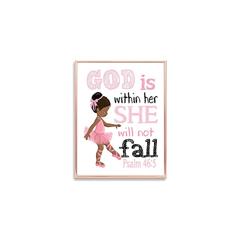 African American Ballerina Christian Nursery Decor Unframed Print - God