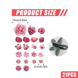 21Pcs Flower Hair Clip Set Artificial Tropical Flower Hair Clip,Artificial Flower Hair Pins,Bridal Bridesmaid Flower Headpiece for Seaside Holiday Hawaii Floral Vacation (Pink)