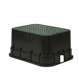 Rain Bird CPVBJMB Professional Series 12" Jumbo Rectangular Sprinkler Valve Box, Black with Green Lid, 12" High