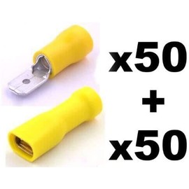 100x Yellow Spade Connector Insulated Crimp Terminals for Electrical Wiring - FREE FIRST CLASS UK POSTAGE!