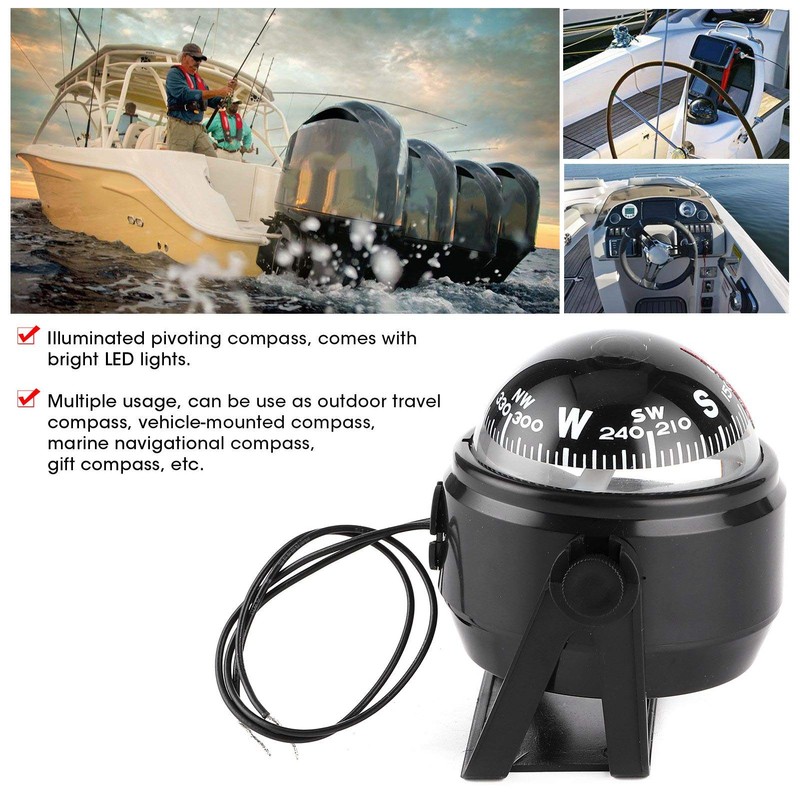 Marine Compass ABS Sea Marine Compass 12V Outdoor Travel Gift