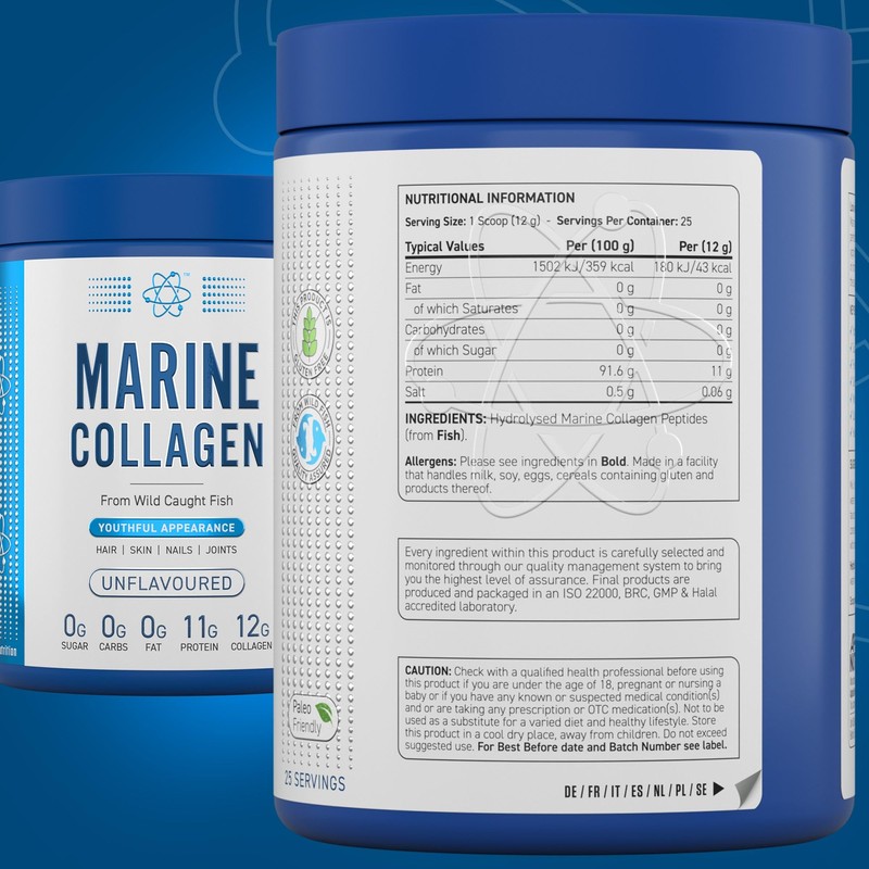 Applied Nutrition Marine Collagen Powder - Hydrolysed Collagen Protein, Healthy