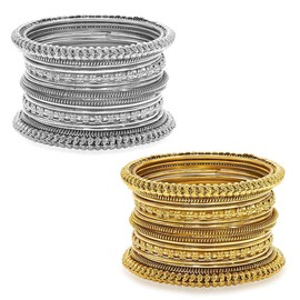 Aheli Tribal Traditional Antique Oxidised Silver Gold Bangles Combo Set Fashion Vintage Jewelry Gift for Women