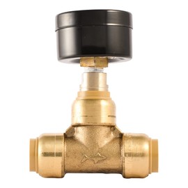 SharkBite 1/2 x 1/2 in Pressure Gauge Tee, Push-to-Connect Brass Plumbing Fitting, 24436