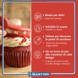 S.MARTINO - Colorante per Uso Alimentare Colore Rosso, 1 Barattolo da 250 gr, ideale per il Settore del Catering e della Grande Ristorazione, Made in Italy