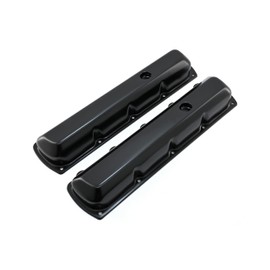 Steel Valve Covers – Fits 1964–1980 Oldsmobile 330‑350‑400‑425‑455 (Stock Height, 1 Push‑in Hole, Smooth Top) – Black Finish