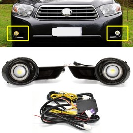KITOCARTOP LED Fog Lights Fit for 2008 2009 2010 Toyota Highlander White DRL with Amber Sequential Turn Signal Driving Lights Front Bumper Headlight Replacement