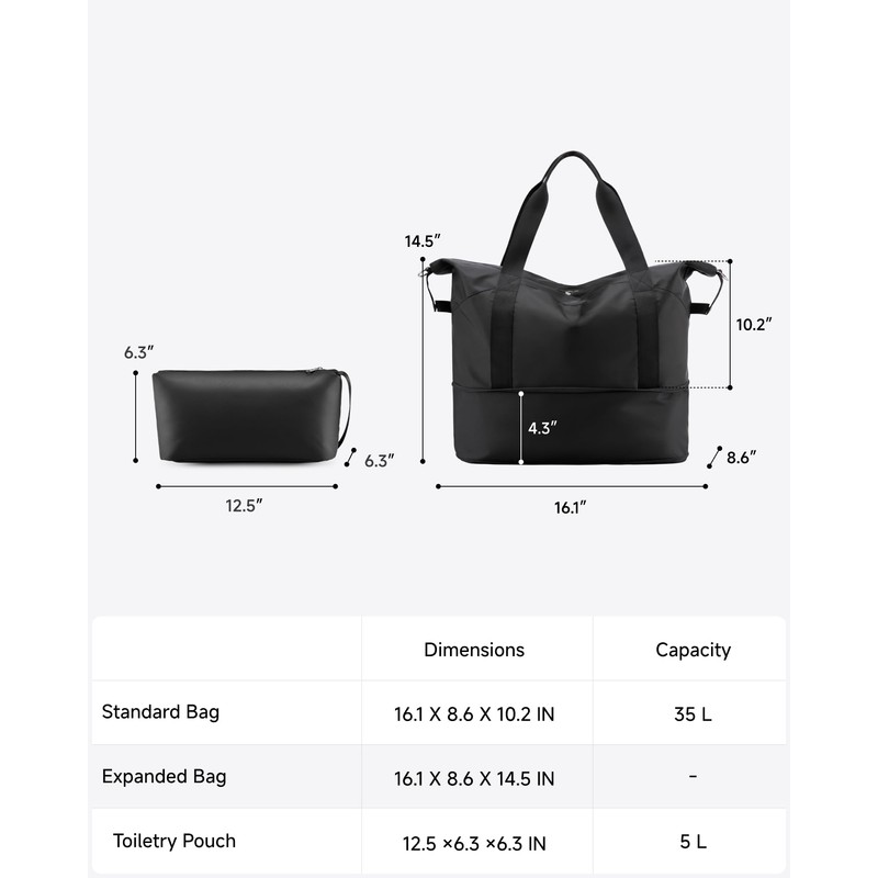 LUGGEX Travel Duffel Bags, Expandable Weekender Carry On Bag, Overnight