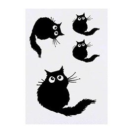 4 x 'Black Cat' Temporary Tattoos - Water Resistant, Skin-Safe, Non-Toxic Transfers, Mixed Sizes (TO00048709)