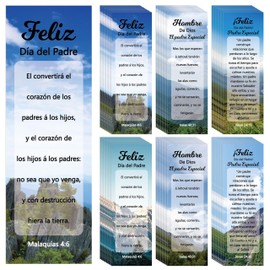 TICIAGA Father's Day Christian Bookmark - 60Pcs Spanish Religious Christian Bookmarks with Inspirational Verse, Man of God Masculine Bible Verse Page Marker for Dad, Church Study