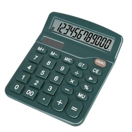 DANRONG Dark Green Desktop Calculator with Big Buttons, Dual Power Source, Solar and Battery, Large Display Screen - Perfect for Office, Teachers, and Students (Dark Green)