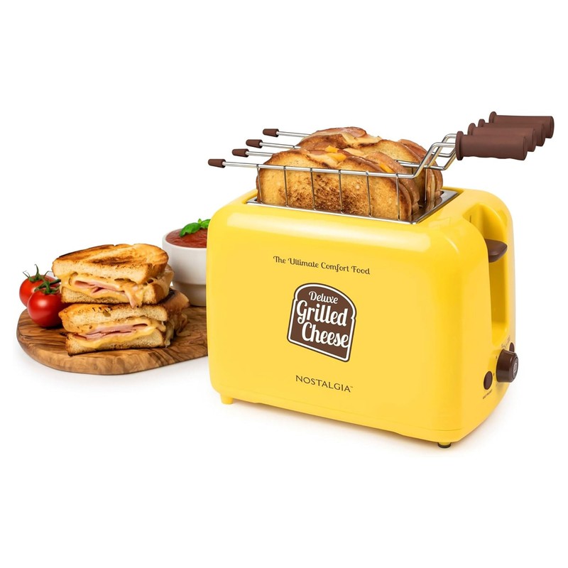 Nostalgia Deluxe Grilled Cheese Sandwich Toaster with Easy-Clean Toasting Baskets