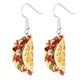 Flat Acrylic Food Earrings Creative Hamburger Bread Fried Chicken French Fries Earrings for Women-Taco