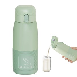 Portable Bottle Warmer, 500 ml Bottle Warmer Baby On the Go Precise Temperature Control 37 to 55 Degrees Adjustable for Travel Night Feeding (Green)