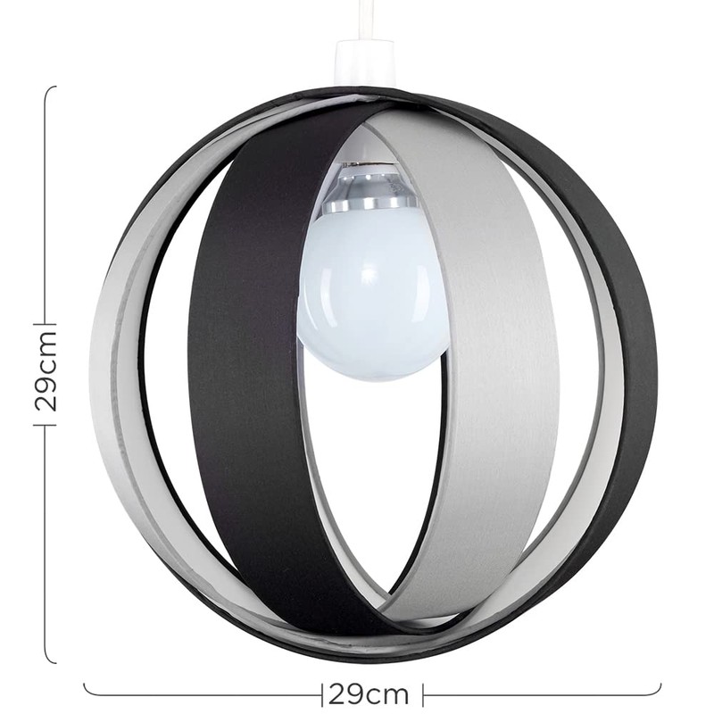 MiniSun - Modern Black and Grey Fabric Cocoon Globe Style