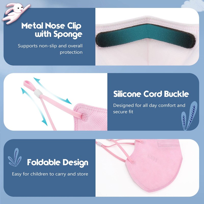 WWDOLL Kid KN95 Face Mask 50 Pack, 5-Layers Breathable KN95